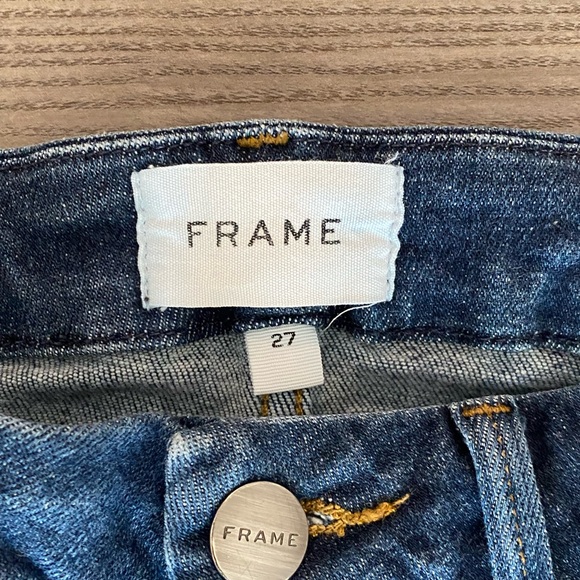 Frame Le Mini Boot in Vinyl Button Fly High Waist Denim Jeans Women’s size 27 - Picture 8 of 10